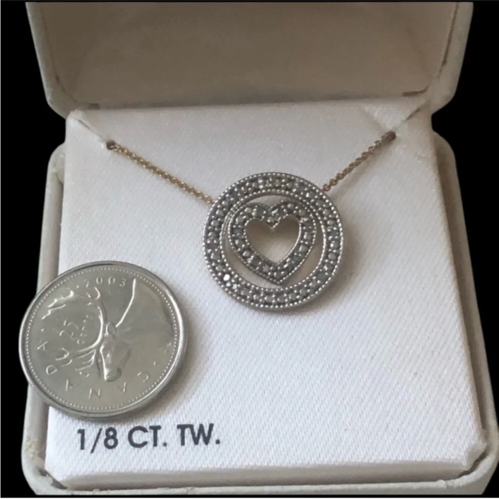 Diamond Sterling Silver Eternity Heart Pendant Necklace - Picture 4 of 4